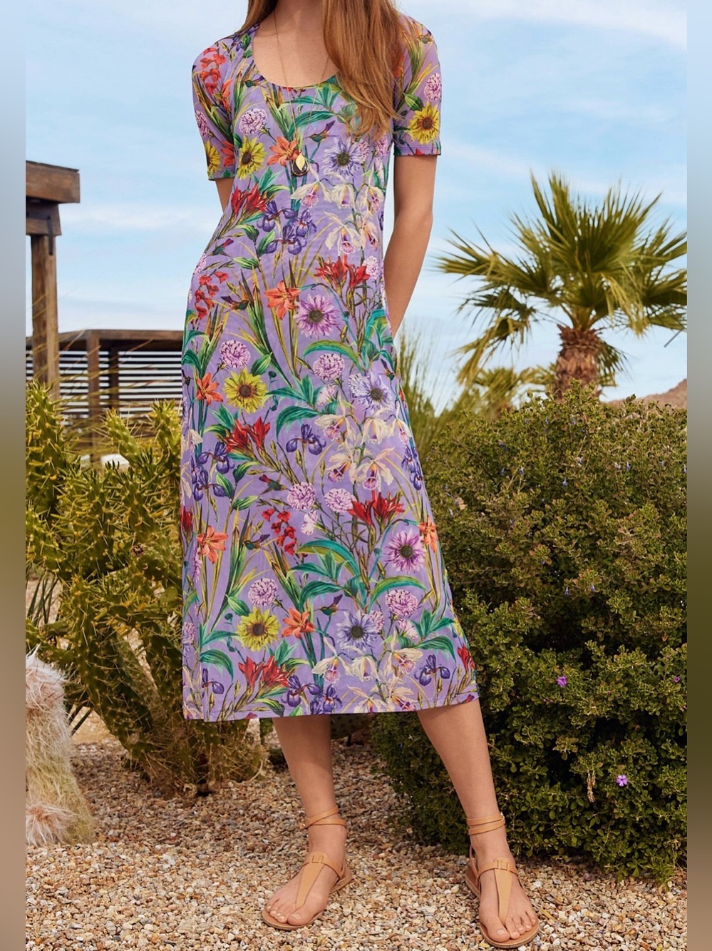 Johnny Was Daphne Floral Mesh Midi Dress Size XL